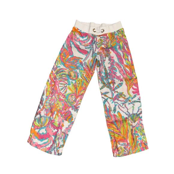 Lilly Pulitzer‎ Scuba To Cuba Little Beach Pants Linen Girls M (6-7) - Picture 1 of 8
